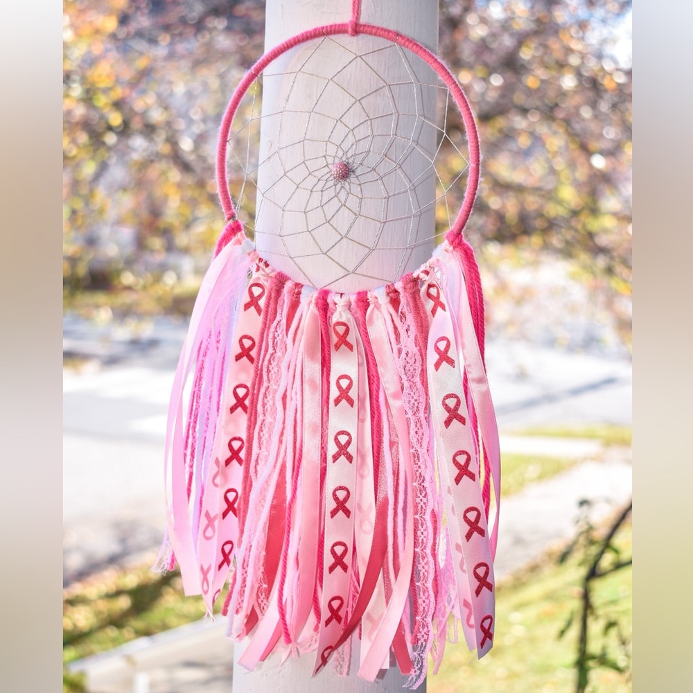 BC Awareness Pink Ribbon Modern Made Dreamcatcher